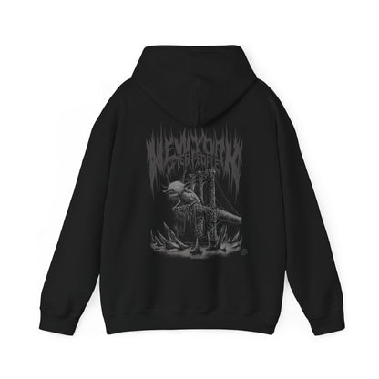 Axolotl Brooklyn Bridge Death Metal Graphic Pullover Hoodie