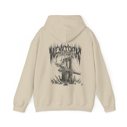 Axolotl Brooklyn Bridge Death Metal Graphic Pullover Hoodie