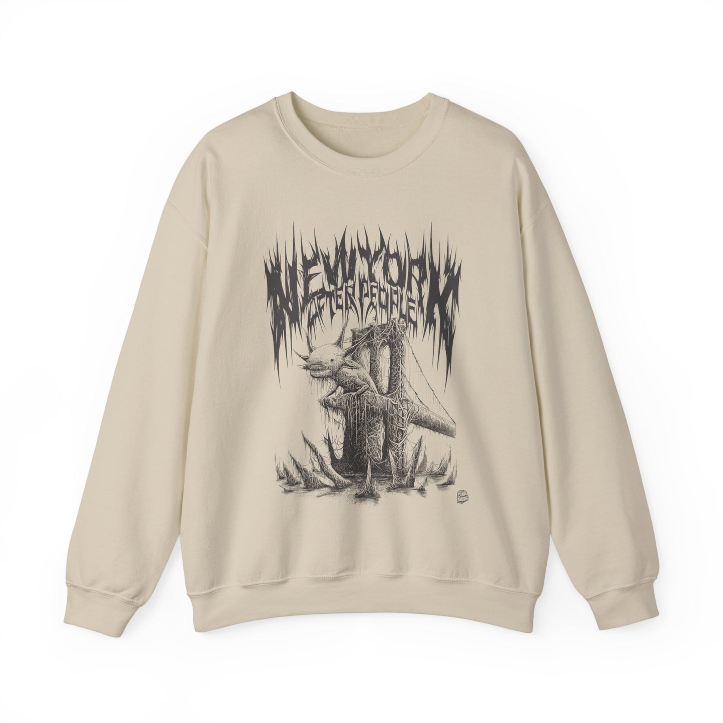 Axolotl Brooklyn Bridge Death Metal Graphic Sweatshirt