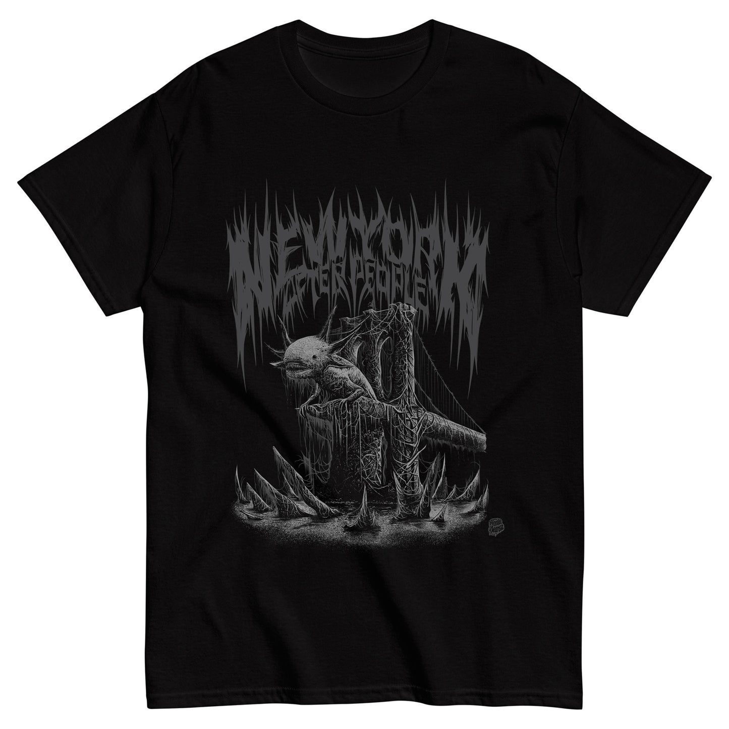 Axolotl Brooklyn Bridge Death Metal Graphic Tee