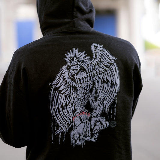 Philippine Eagle Line Art Stoner Doom Metal Graphic Pullover Hoodie