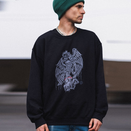 Philippine Eagle Line Art Stoner Doom Metal Graphic Sweatshirt