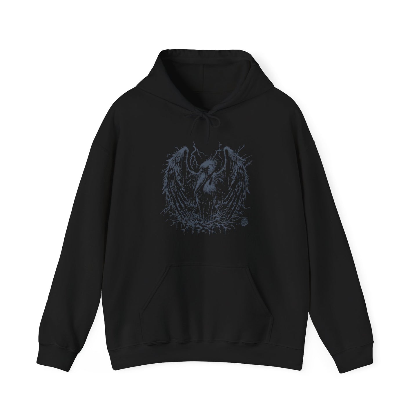 Shoebill Line Art Death Metal Pullover Hoodie