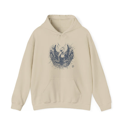 Shoebill Line Art Death Metal Pullover Hoodie