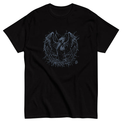 Shoebill Line Art Death Metal T Shirt