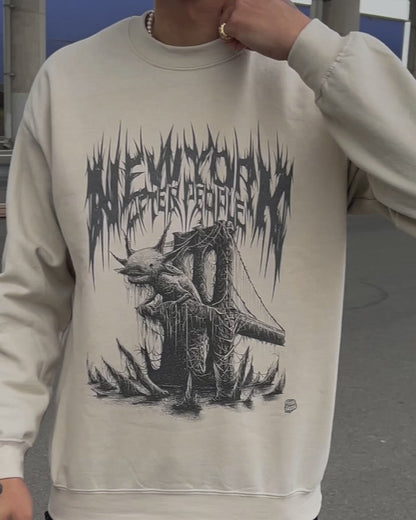 Axolotl Brooklyn Bridge Death Metal Graphic Sweatshirt